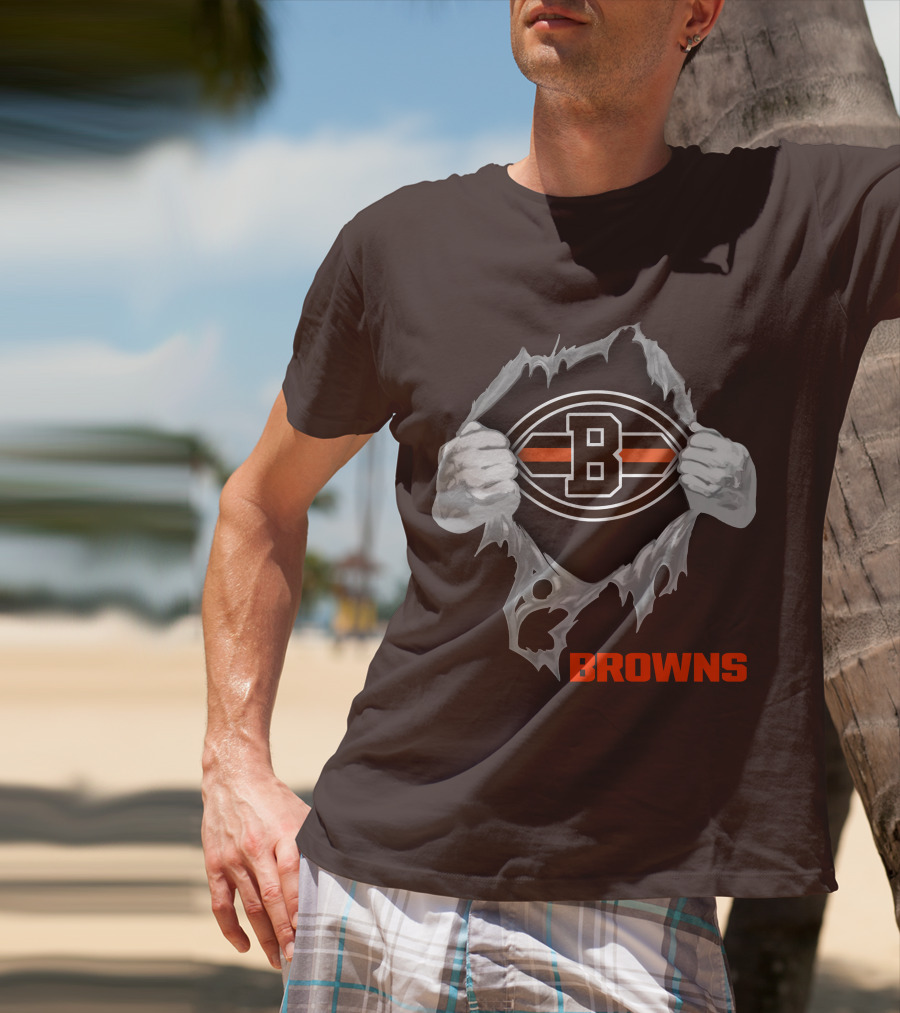 Browns 08 Football Jersey Hands Peeling Effect With B T-Shirt