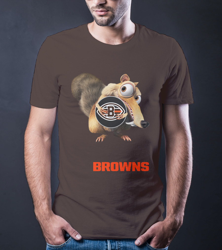 Browns 09 Animated Character Holding Football T-Shirt