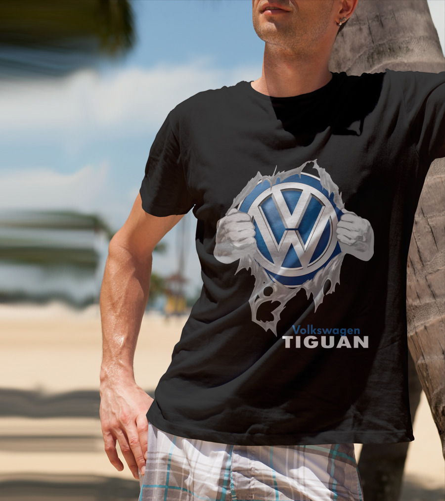 Volkswagen Tiguan 04 Logo Torn Metal Effect T-Shirt