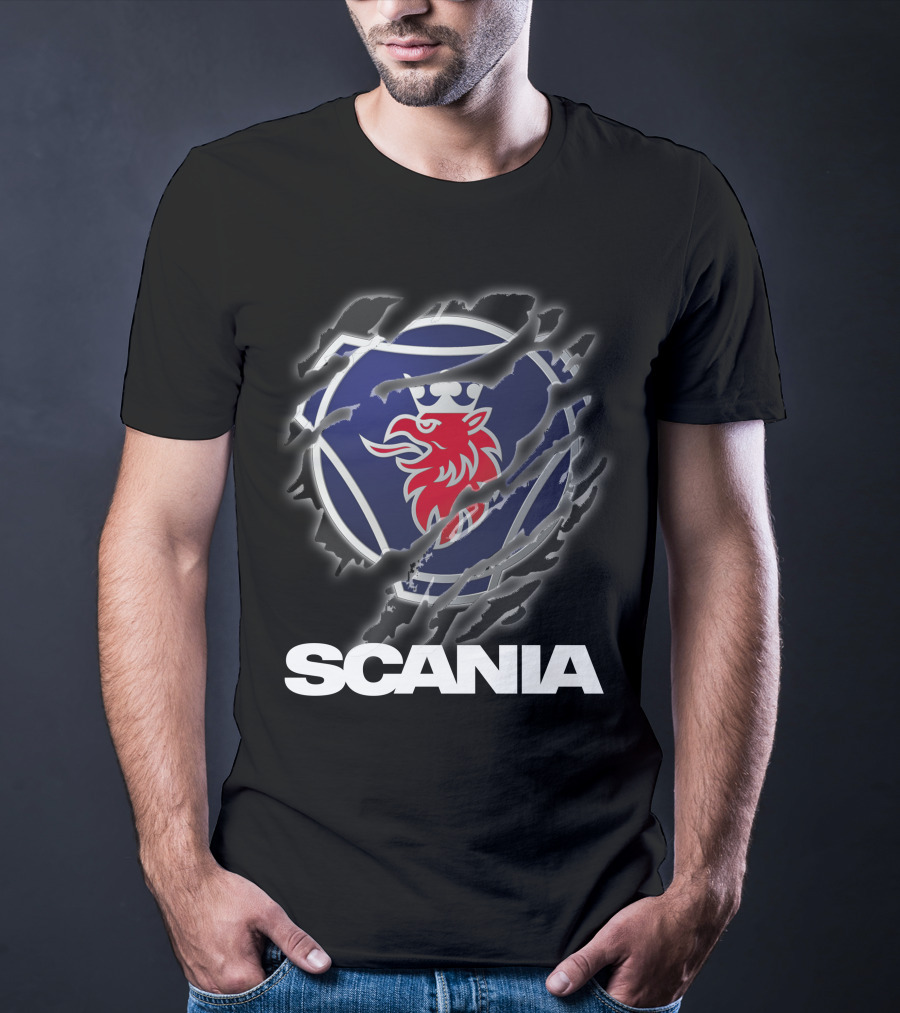 Scania Lion Logo Ripped Metal T-Shirt