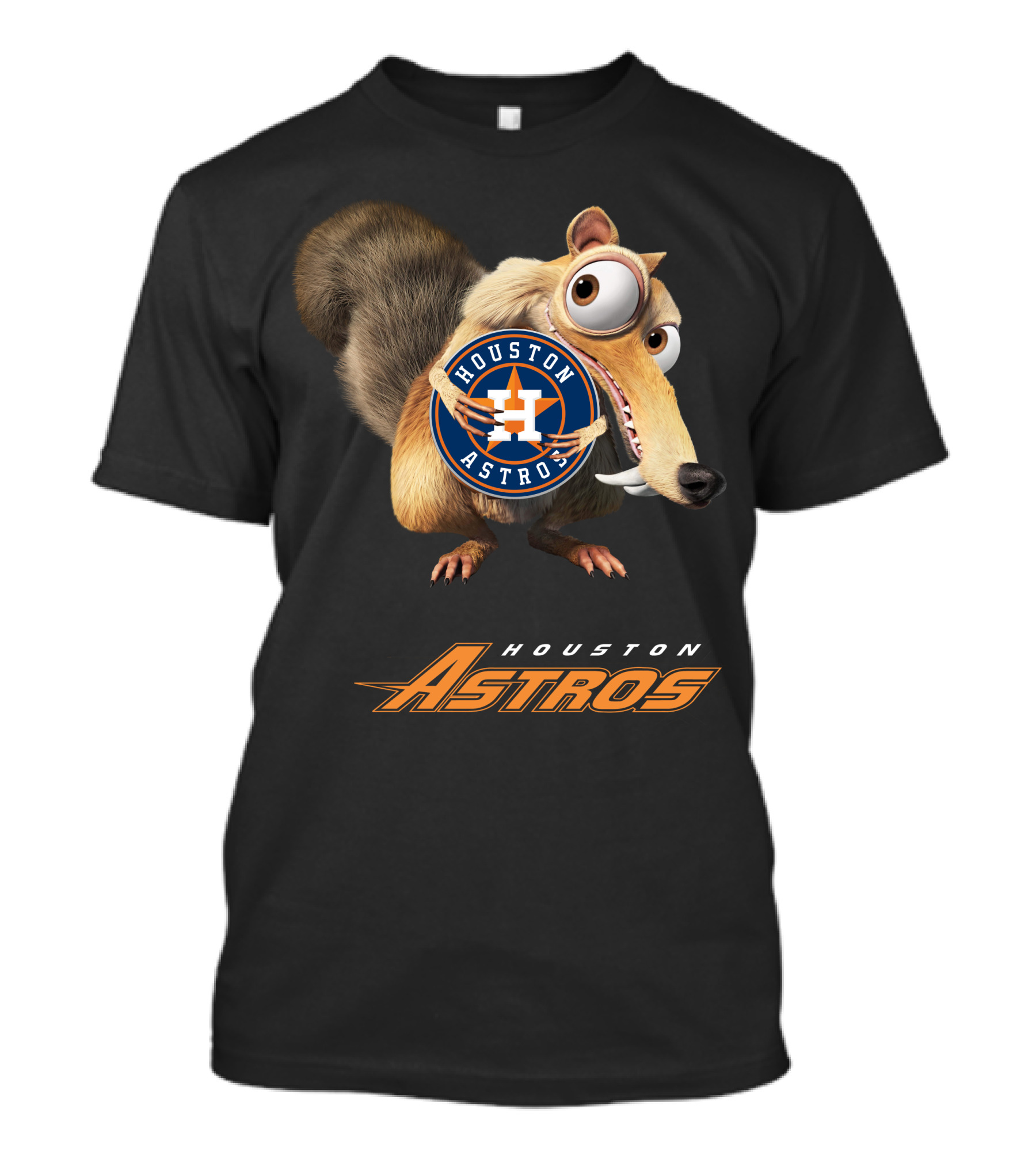 Houston Astros Ice Age Crossover With Iconic Character Holding T-Shirt