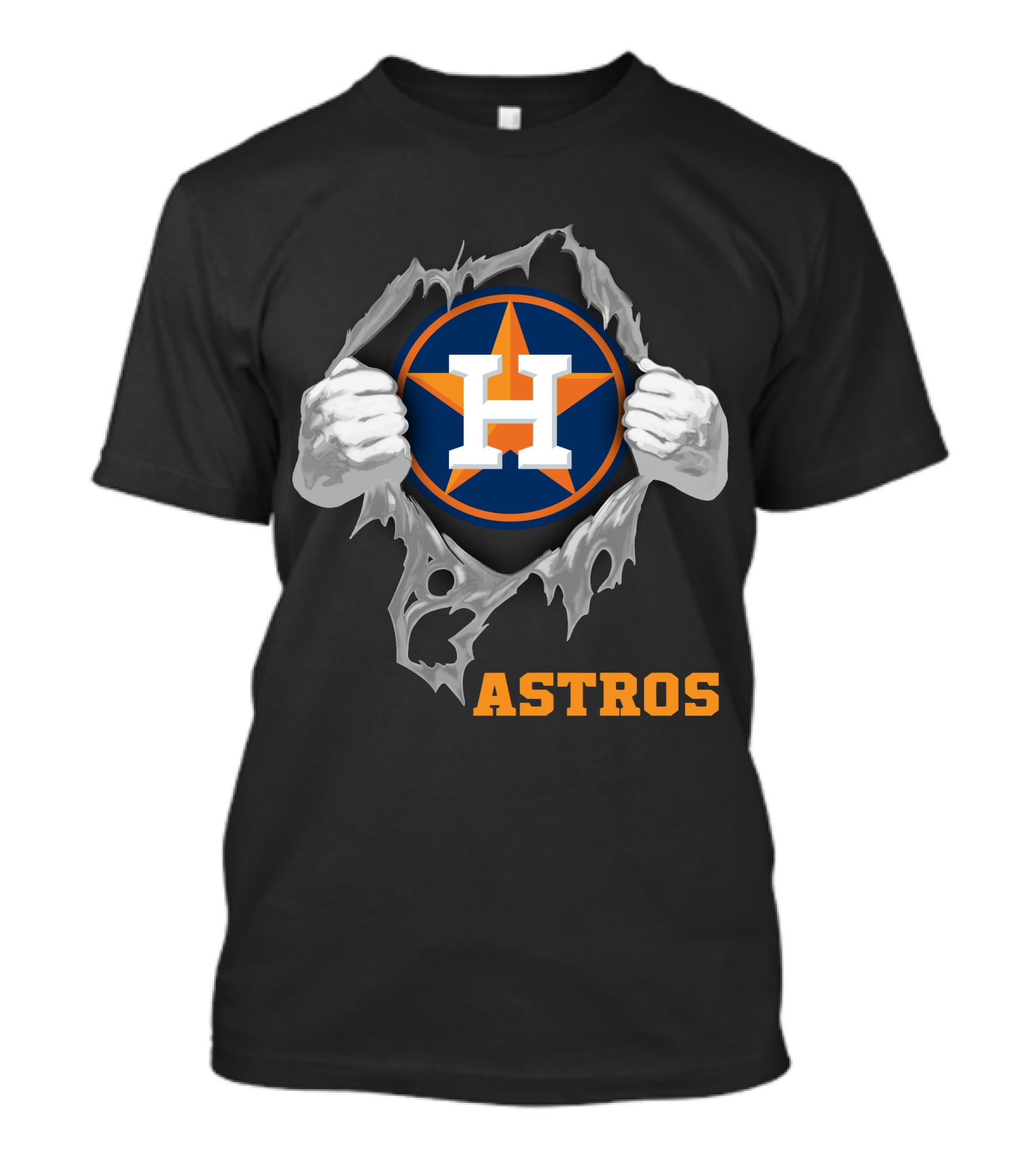 Astros Team Logo With Hands Ripping Open T-Shirt