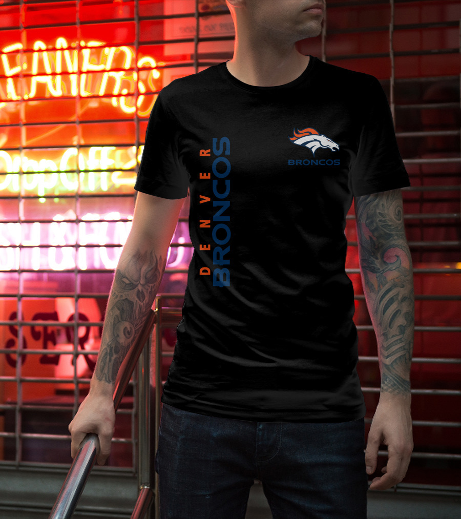 Denver Broncos Logo And Vertical T-Shirt