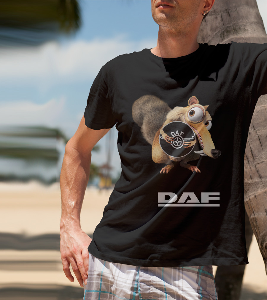 Daf Logo With Ice Age Scrat Character T-Shirt