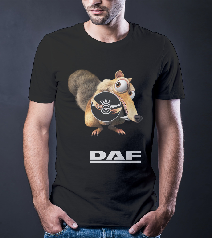 Daf Logo With Ice Age Scrat Character T-Shirt
