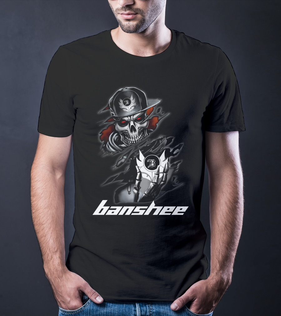 Banshee Skull With Hat And Letter B Motif T-Shirt