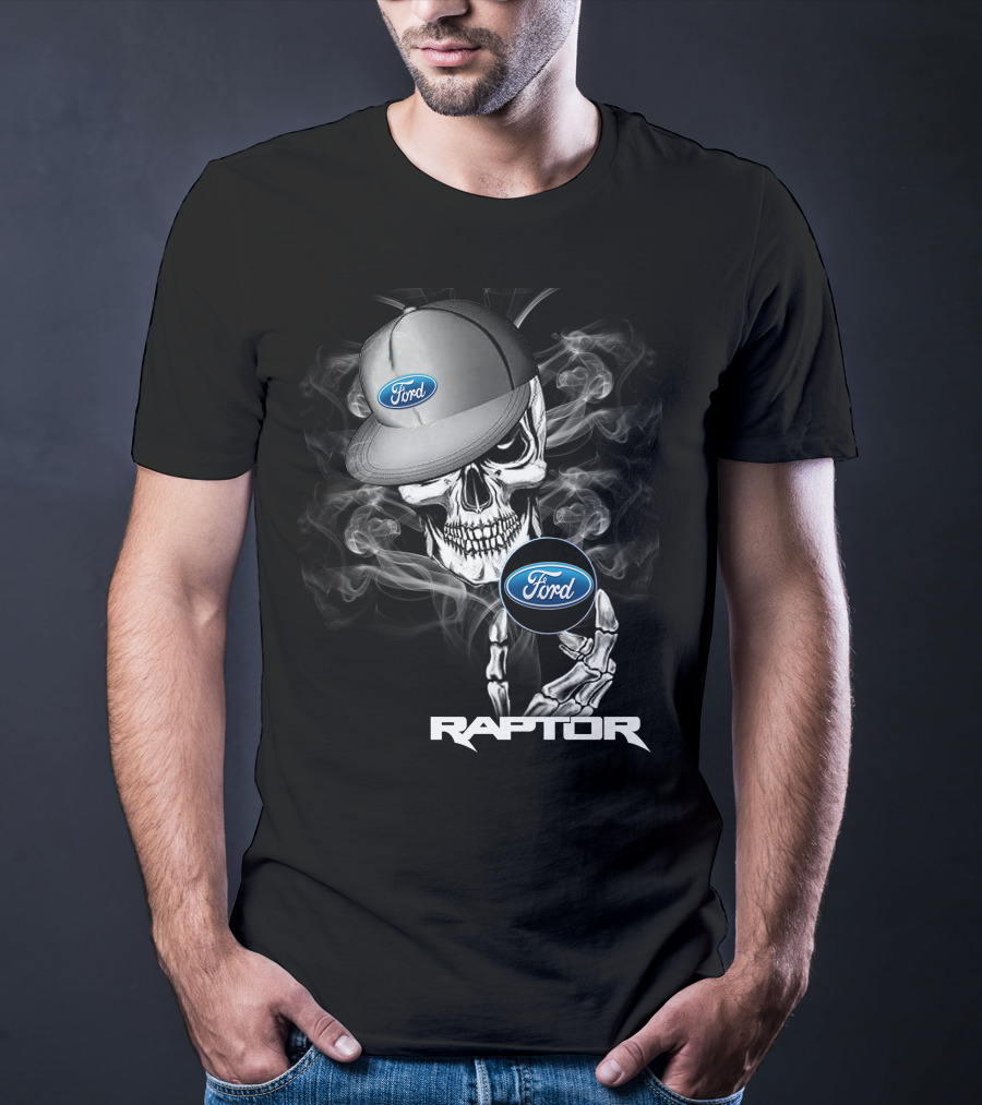 Raptor Ford Skull With Smoke And Cap T-Shirt