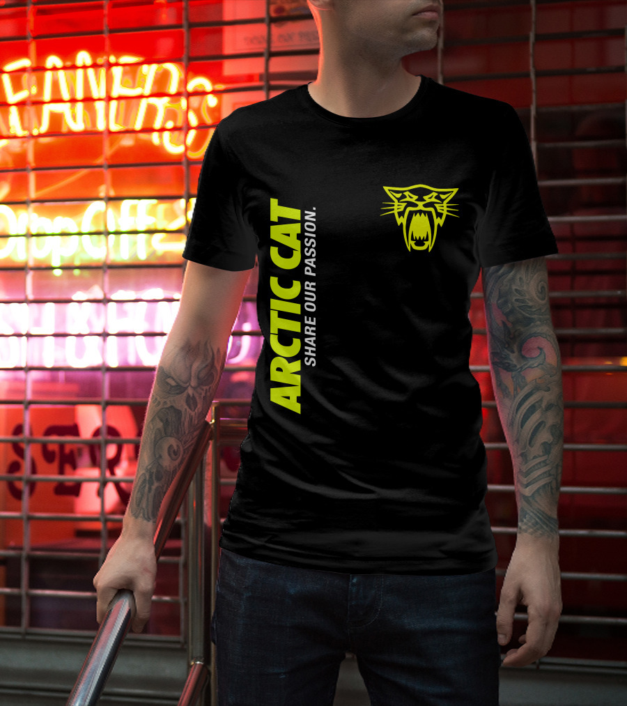 Arctic Cat Share Our Passion Neon Cat T-Shirt