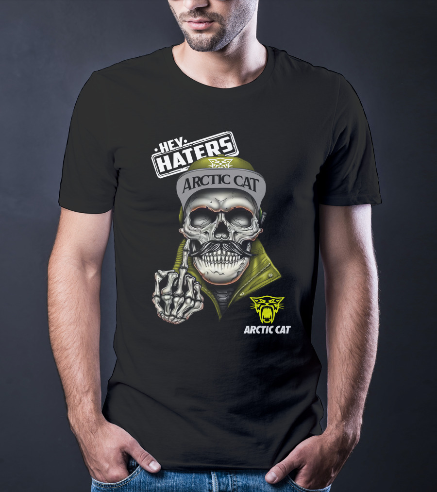 Hey Haters Arctic Cat Skull With Yellow T-Shirt