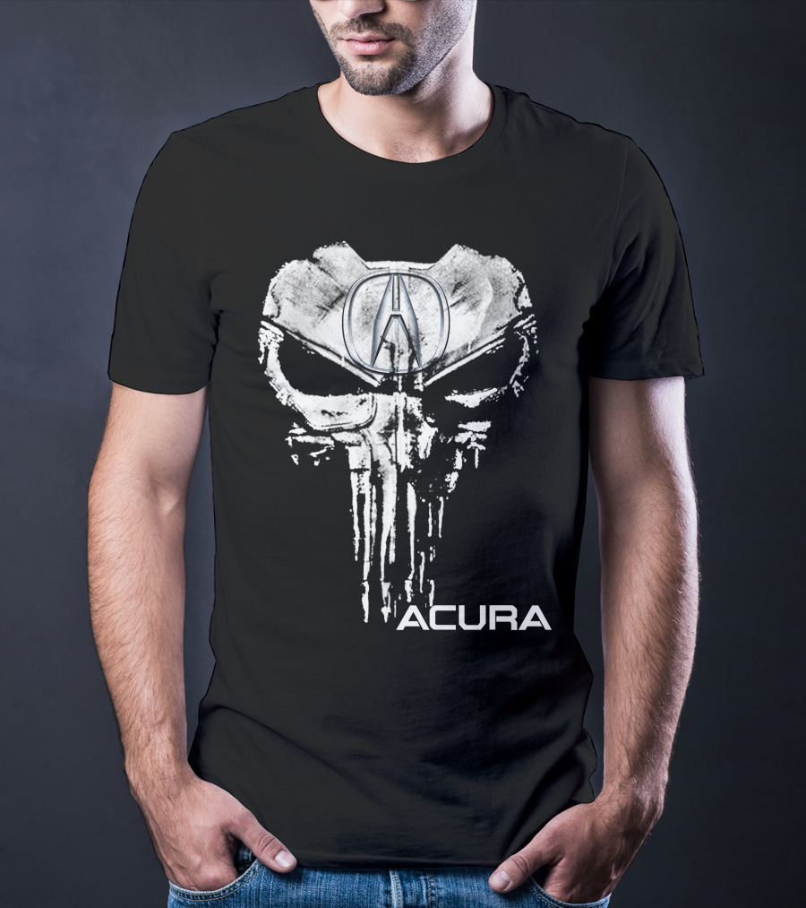 Acura Logo Skull Punisher Style T-Shirt