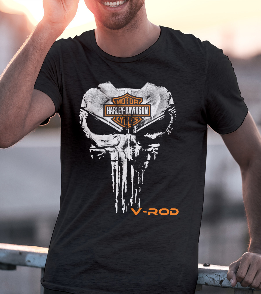 Harley Davidson Motor Cycles V-Rod Skull T-Shirt