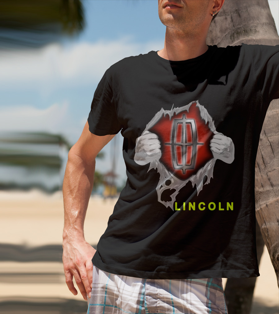 Lincoln Logo With Torn Metal Effect And Hands T-Shirt