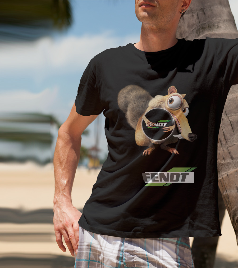 Fendt Tractor Logo With Ice Age Scrat Holding Acorn T-Shirt