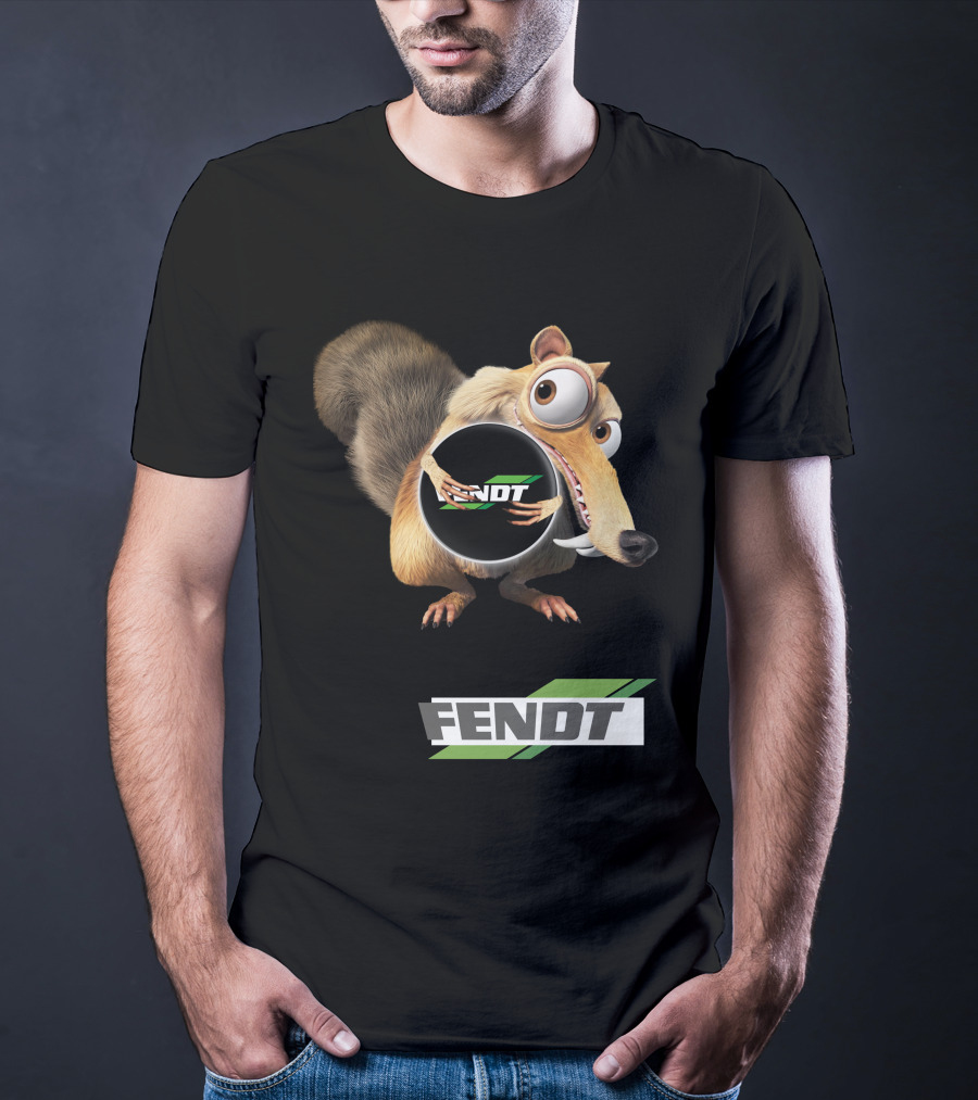 Fendt Tractor Logo With Ice Age Scrat Holding Acorn T-Shirt