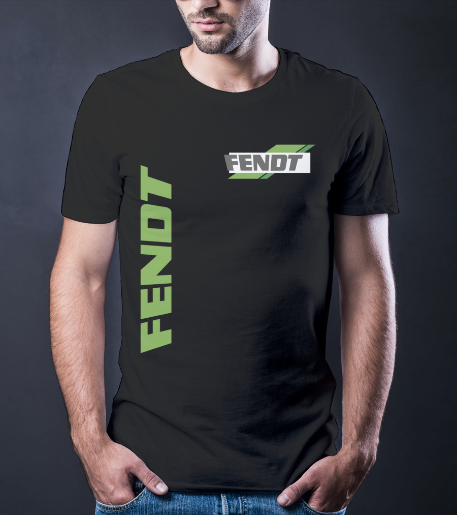 Fendt 02 Green Logo And Text On Black T-Shirt