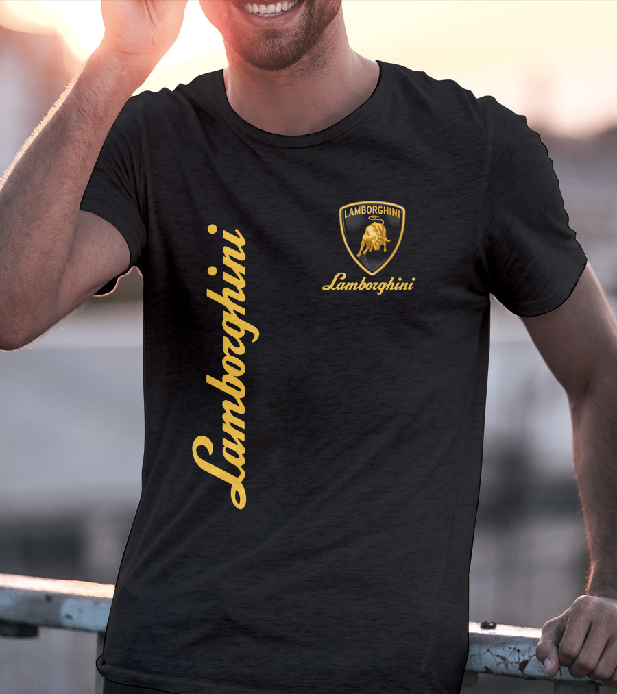 Lamborghini Bull Logo Black And Gold T-Shirt