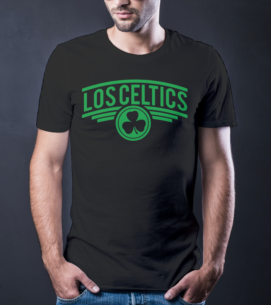Los Celtics Shamrock Logo Green Text T-Shirt