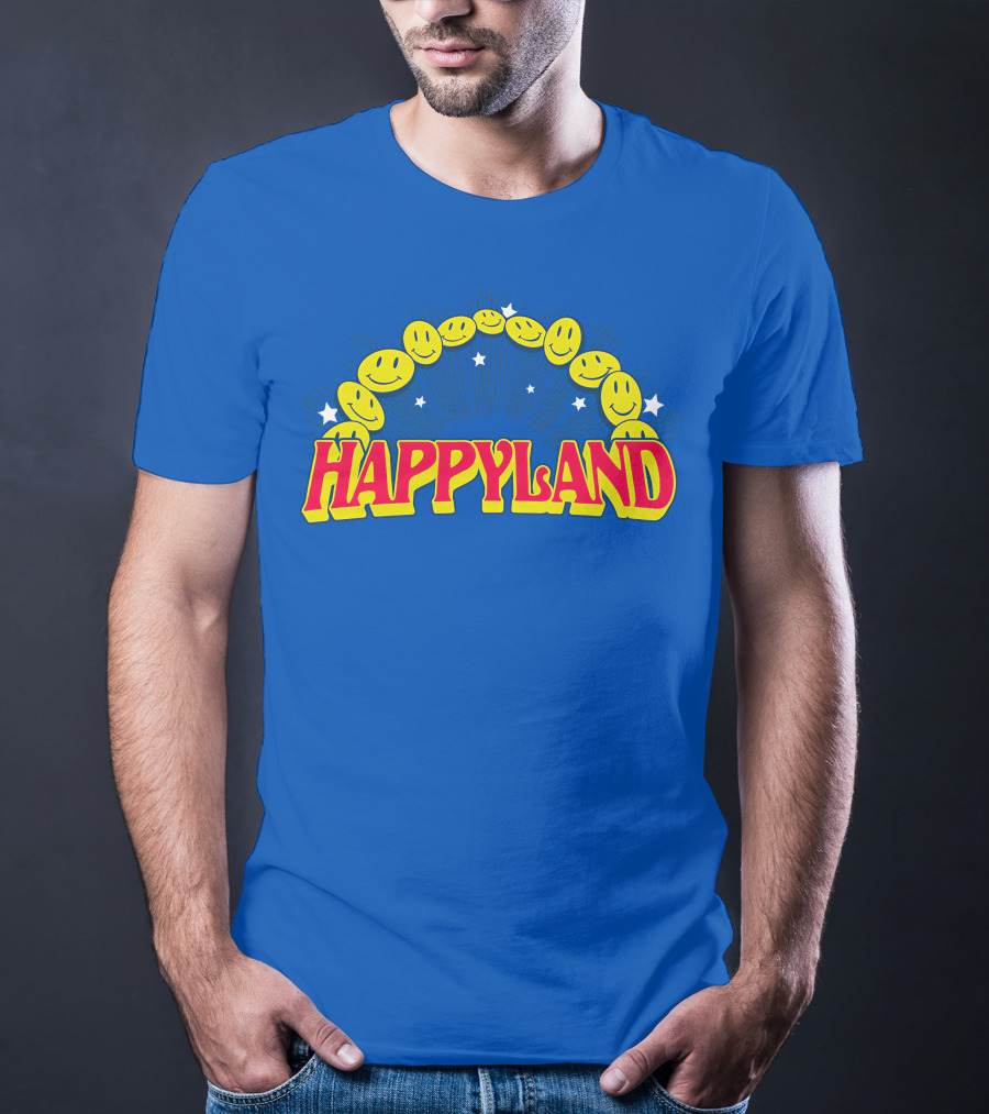 HAPPYLAND Slowthai Merch Smiley Faces And Stars T-Shirt