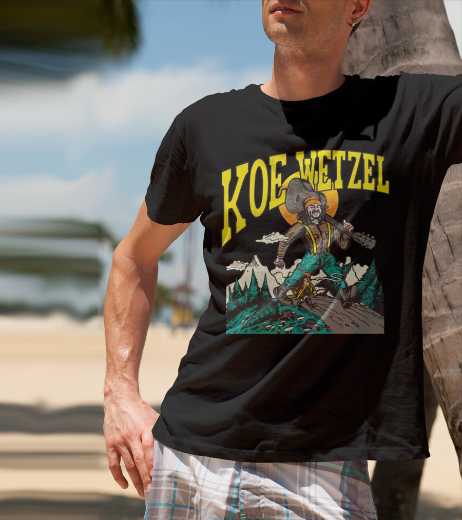 KOE WETZEL Mountain Hiker With Guitar And Sun Motif T-Shirt