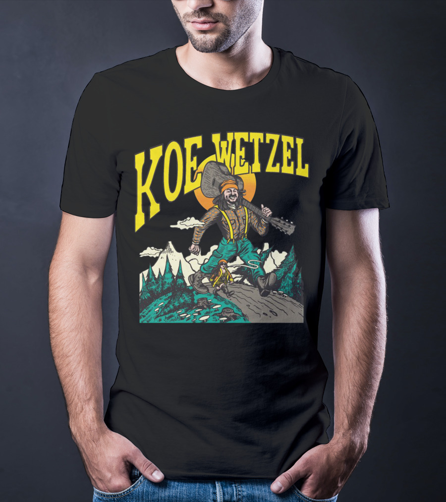 KOE WETZEL Mountain Hiker With Guitar And Sun Motif T-Shirt