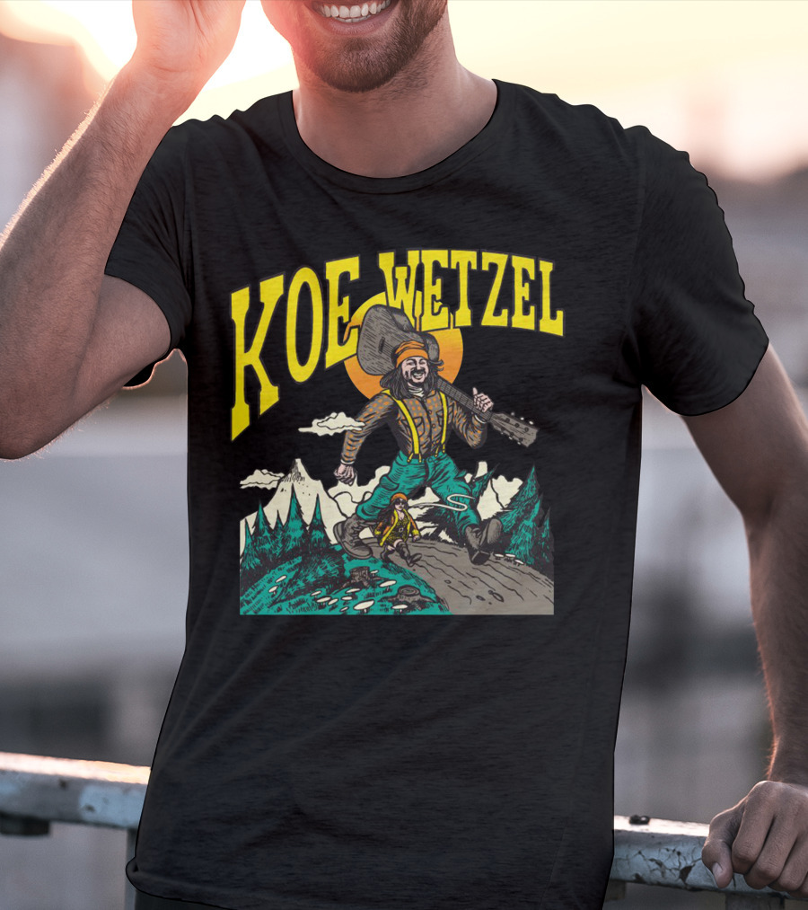 KOE WETZEL Mountain Hiker With Guitar And Sun Motif T-Shirt