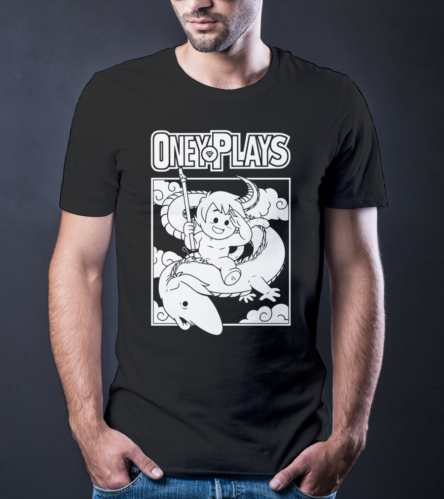 OneyPlays Cartoon Character Riding A Dragon With Spear T-Shirt