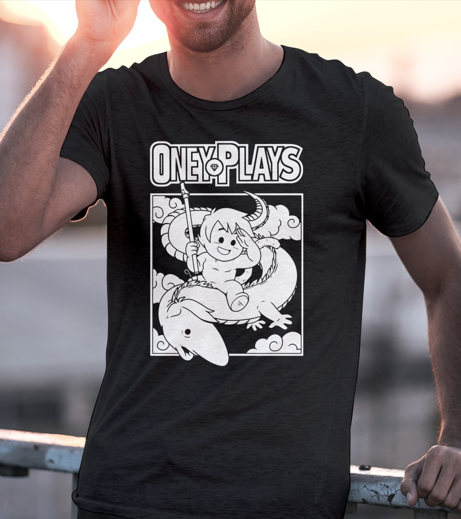 OneyPlays Cartoon Character Riding A Dragon With Spear T-Shirt