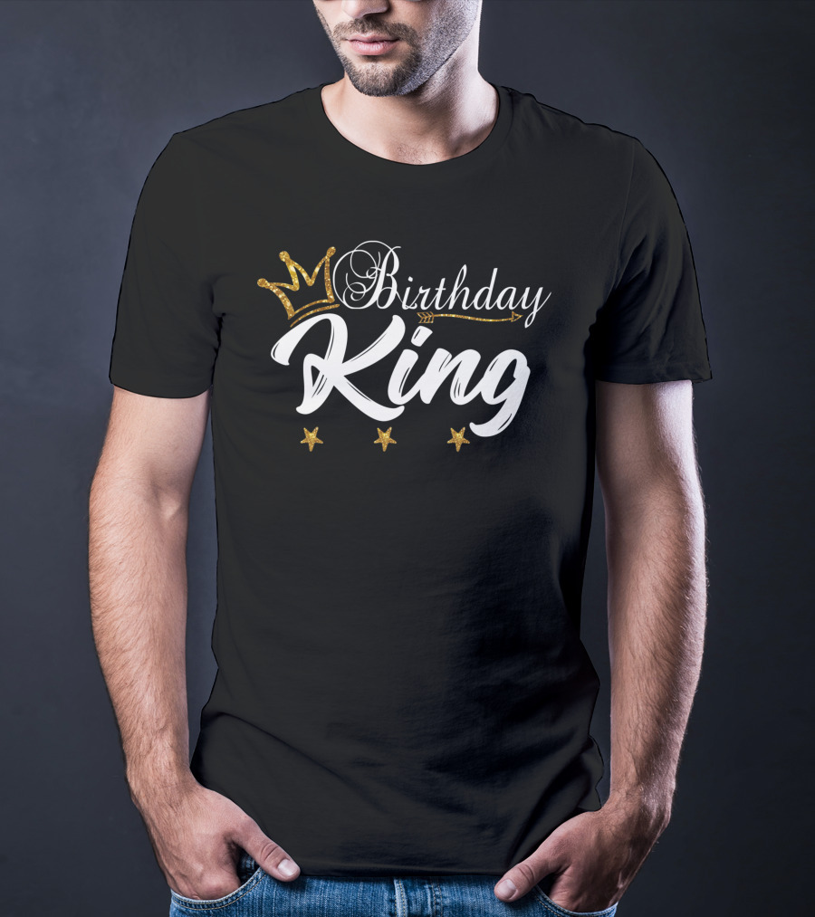 Birthday King Gold Crown With Stars And Arrow T-Shirt