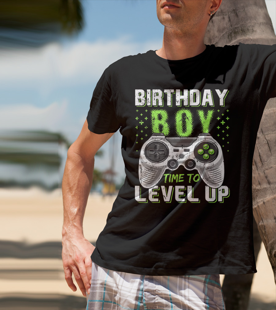 Birthday Boy Time To Level Up Video Game Controller Birthday T-Shirt