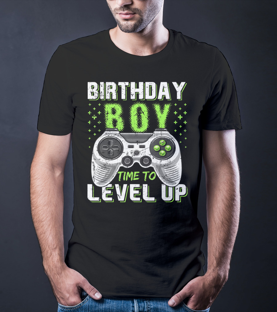 Birthday Boy Time To Level Up Video Game Controller Birthday T-Shirt