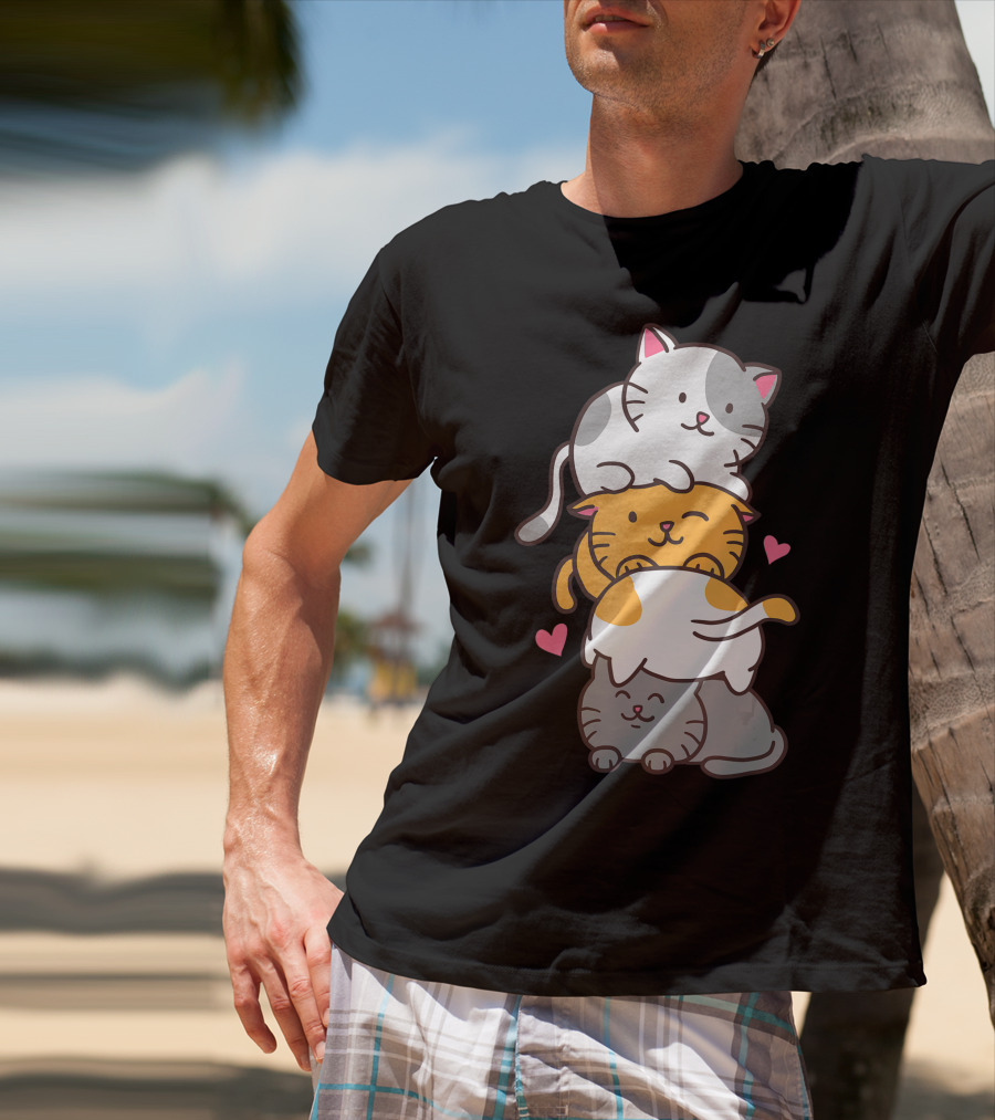 Cat Cats Cute Kitty Pile Kawaii Neko Anime T-Shirt