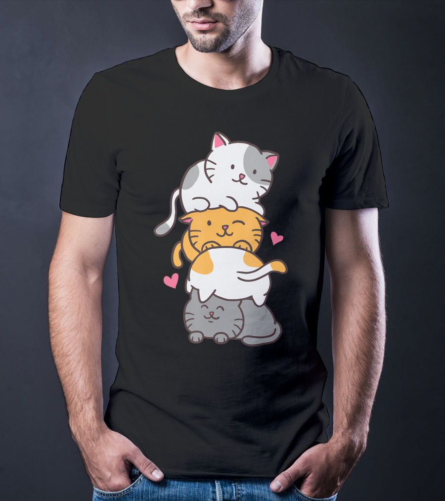 Cat Cats Cute Kitty Pile Kawaii Neko Anime T-Shirt