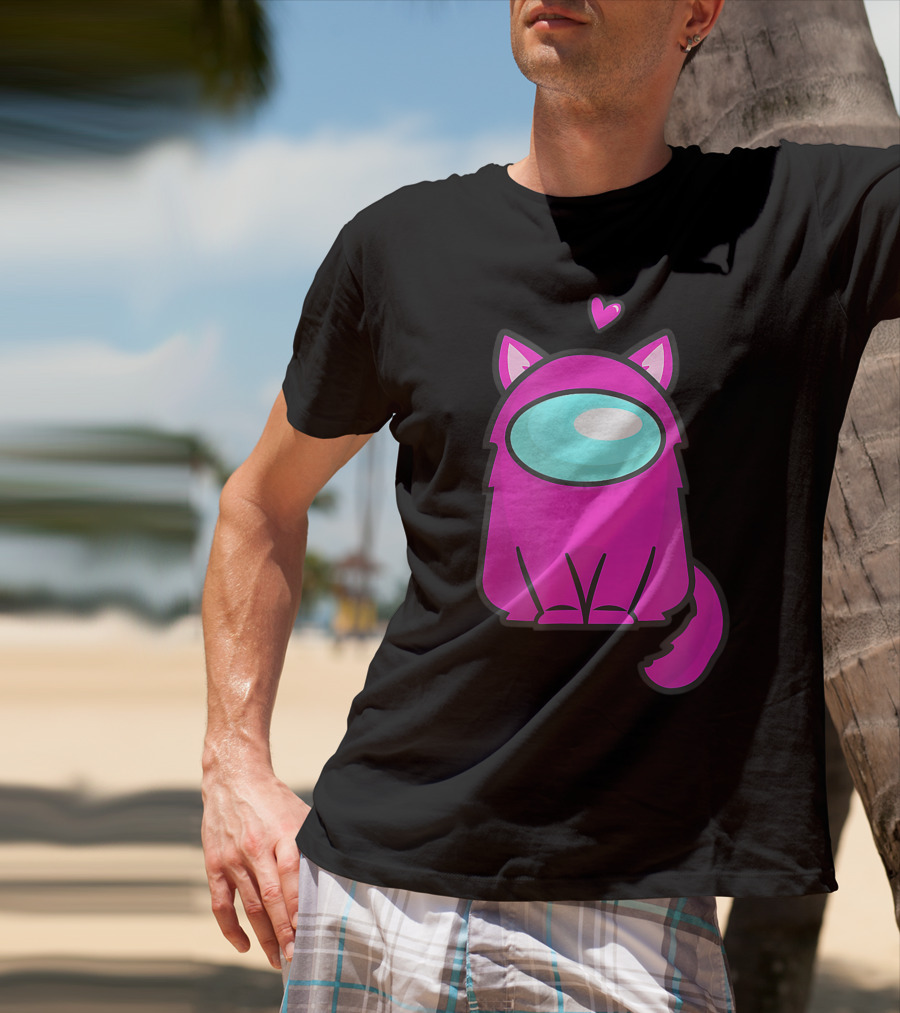 Cute Cat Astronaut Among Us Nerdy Girl Gamer T-Shirt