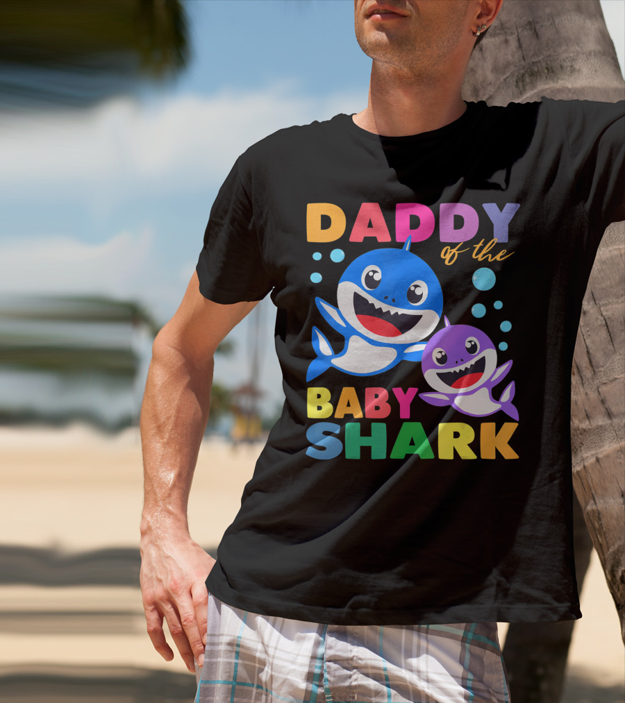 Daddy Of The Baby Shark Birthday Boy Girl Kids Daddy Shark T-Shirt
