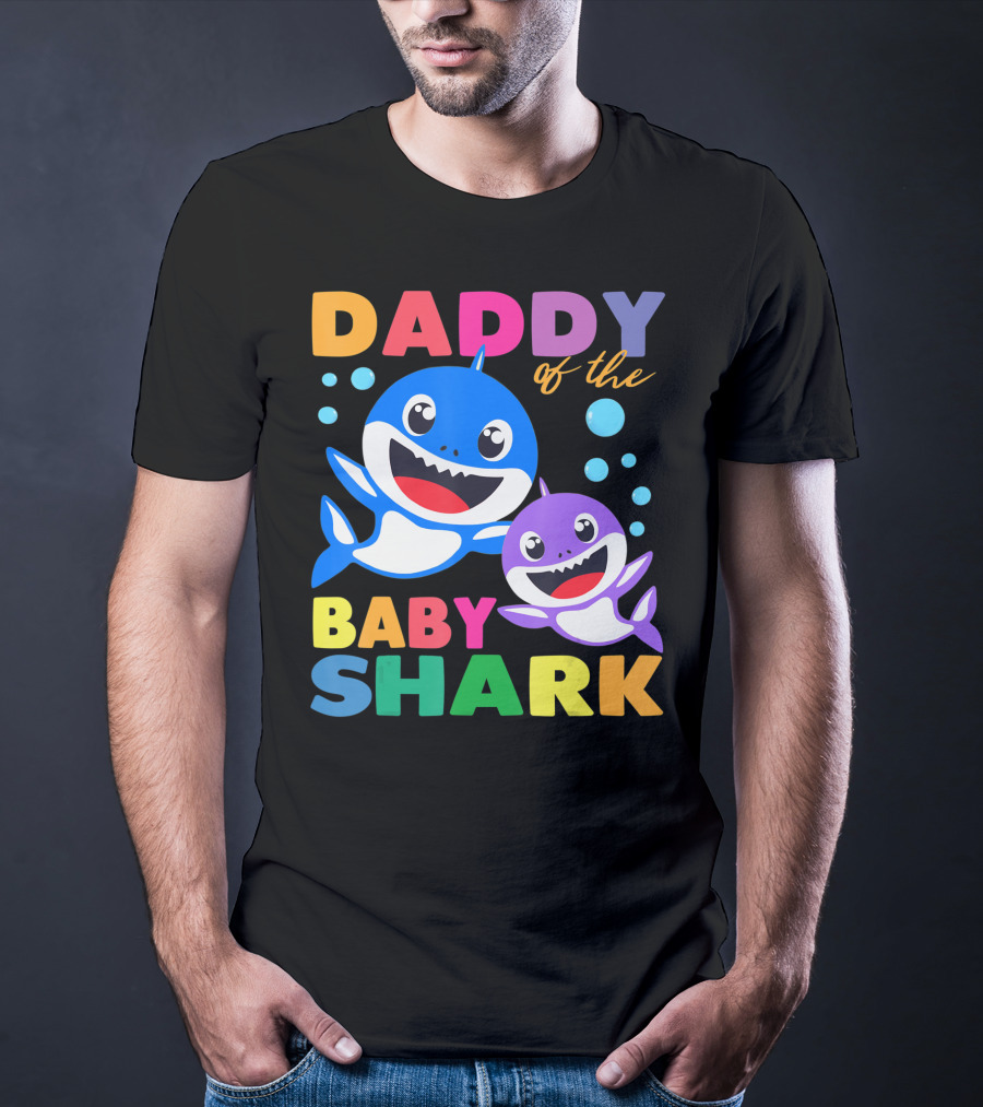 Daddy Of The Baby Shark Birthday Boy Girl Kids Daddy Shark T-Shirt