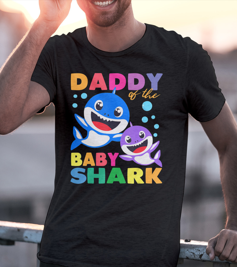 Daddy Of The Baby Shark Birthday Boy Girl Kids Daddy Shark T-Shirt