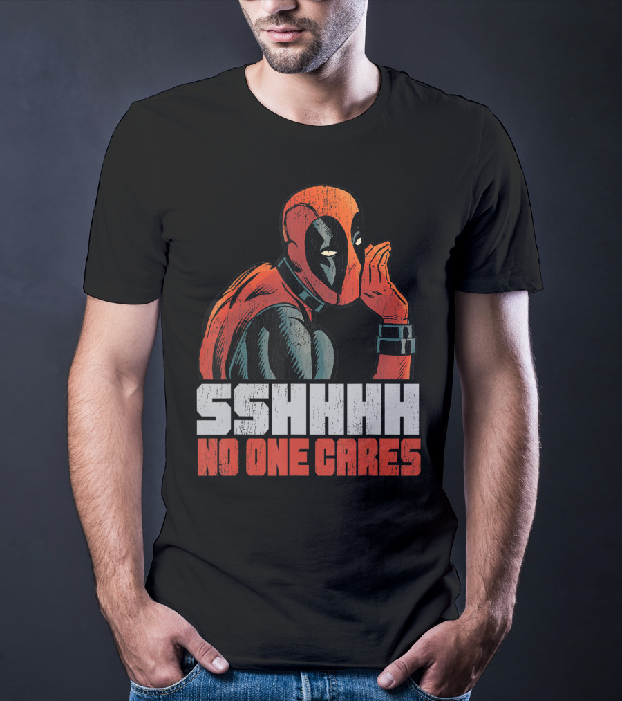 Marvel Deadpool Sshhhh No One Cares Whisper T-Shirt