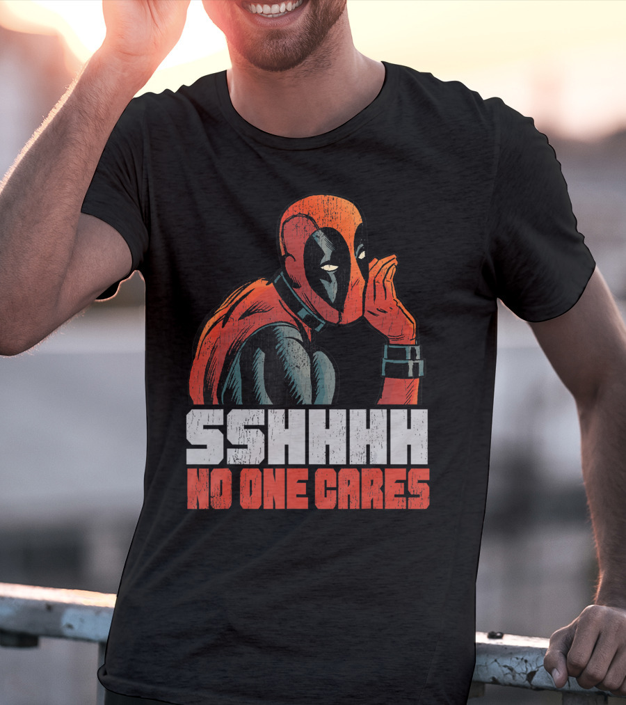 Marvel Deadpool Sshhhh No One Cares Whisper T-Shirt