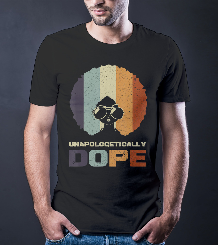 Unapologetically Dope Afro Rainbow Stripes Sunglasses T-Shirt