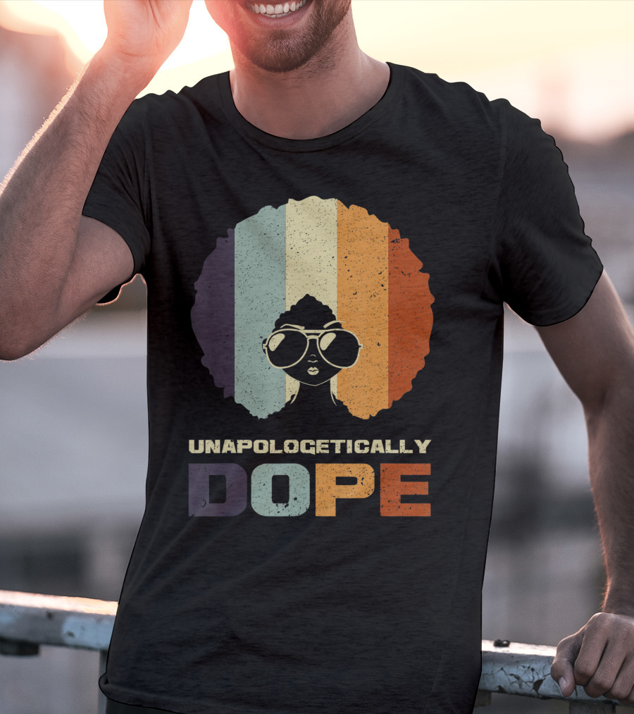 Unapologetically Dope Afro Rainbow Stripes Sunglasses T-Shirt