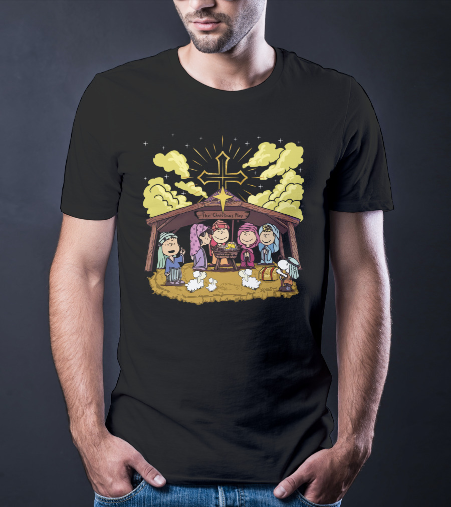 The Christmas Play Nativity Scene With Iconic Cartoon Characters T-Shirt