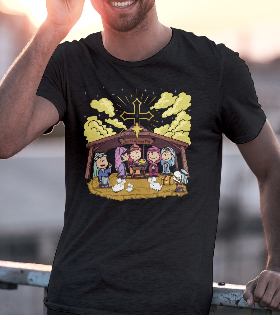 The Christmas Play Nativity Scene With Iconic Cartoon Characters T-Shirt