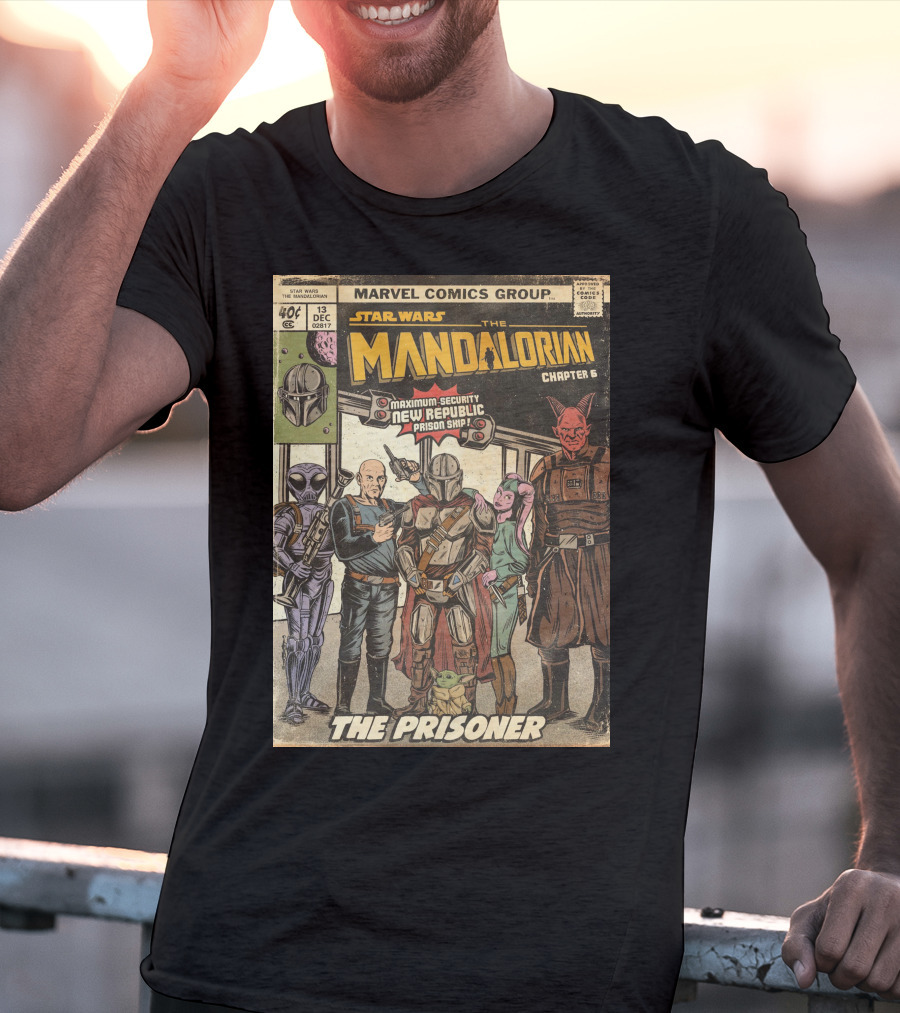 Star Wars The Mandalorian Chapter 6 Marvel Comics Group The Prisoner Maximum-Security New Republic Prison Ship T-Shirt