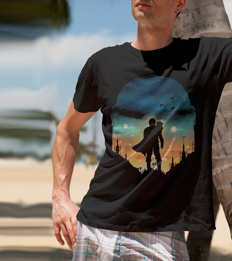 Only Today Lone Mandalorian Starry Sunset Adventure T-Shirt