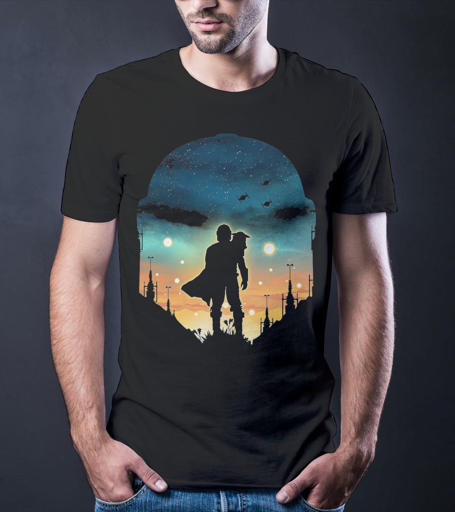 Only Today Lone Mandalorian Starry Sunset Adventure T-Shirt