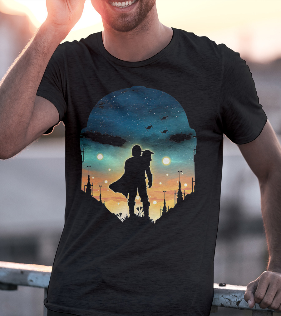 Only Today Lone Mandalorian Starry Sunset Adventure T-Shirt