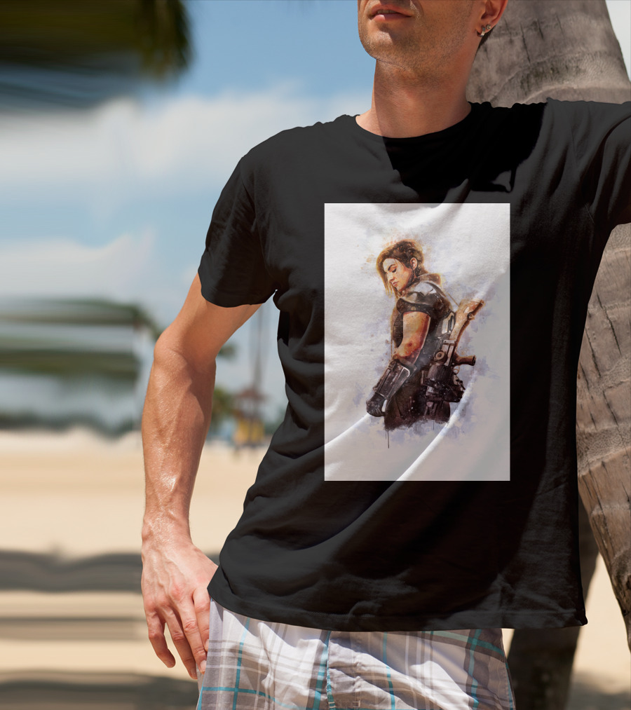 Only Today Watercolor Warrior Woman With Sword T-Shirt