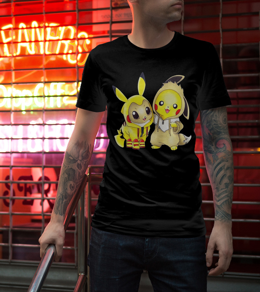 Pikachu And Eevee Cosplay Hoodie Only Today T-Shirt