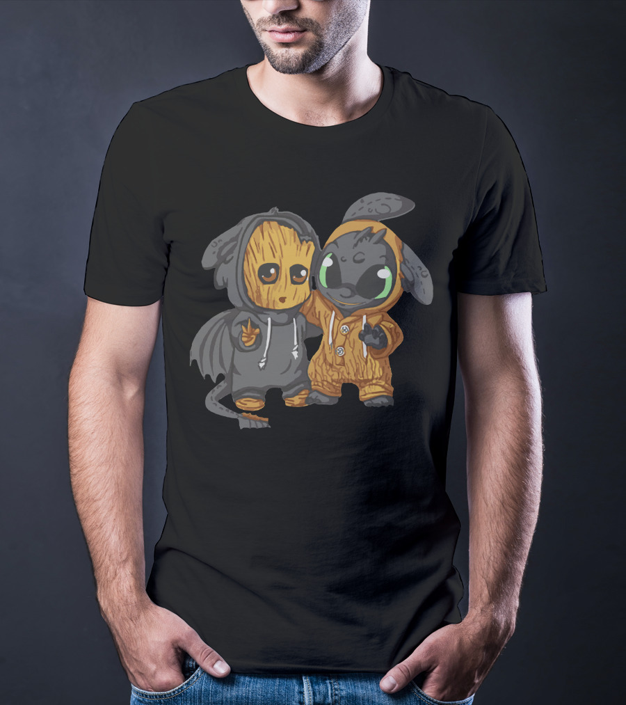 Peaceful Groot And Toothless Friendship Hoodie Duo T-Shirt