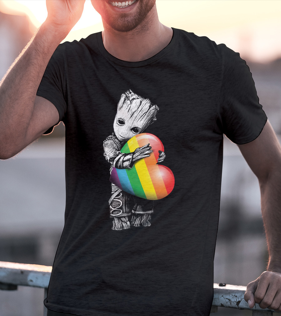 Only Today Cute Tree Creature Hugging Rainbow Heart T-Shirt